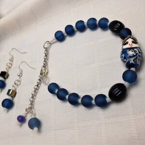 no 814 Handmade jewelry set with Matrioshka bracelet and earrings